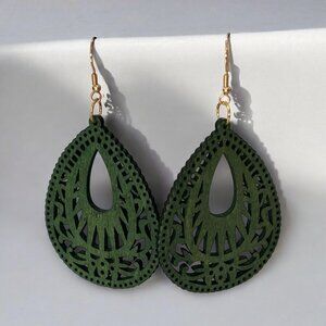 Wood Hollow Out Drop Earrings
